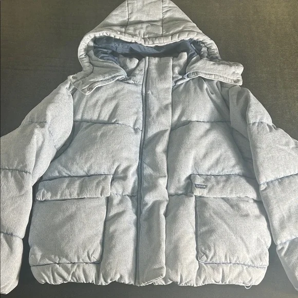 Levi's women denim Hooded Puffer Jacket - Picture 1 of 11